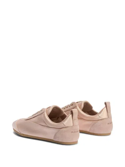 Jil Sander Pastel Pink Satin And Suede Sneakers In Pink