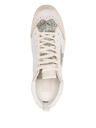 Golden Goose Mid Star Glitter-star Round-toe Sneakers In Neutral