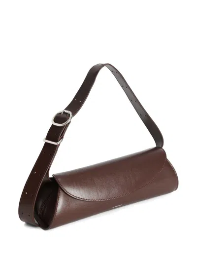 Jil Sander Women Cannolo Small Leather Shoulder Bag In Brown