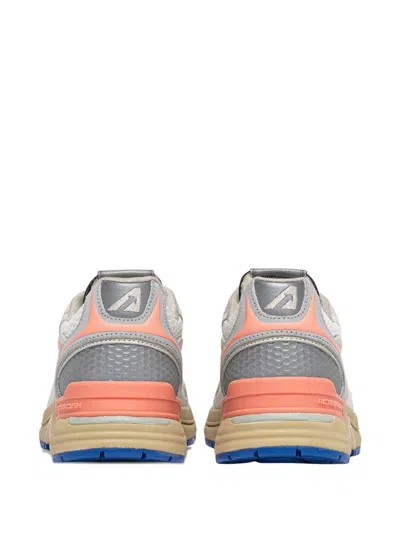 Autry Hyperway Sneakers In White And Peach Suede And Mesh In Multi