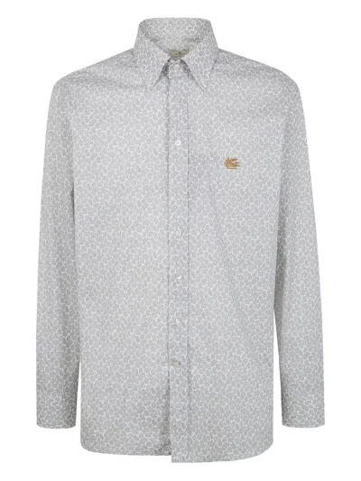 Etro Long Sleeve Shirt Button Down Collar In White