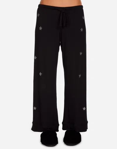 Lauren Moshi Alison Crystal Mini Stars Pajama Set In Black