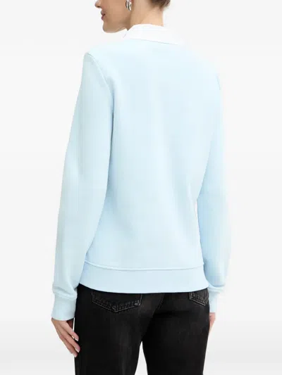 Karl Lagerfeld Embroidered-logo Collar Polo Shirt In Blue