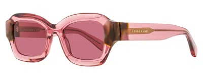 Longchamp Women's Thick Rimmed Sunglasses Lo749s 613 Transparent Rose 50mm In Pink