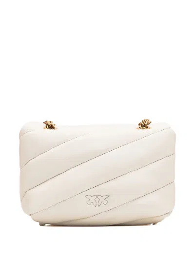 Pinko Love Birds-buckle Quilted Shoulder Bag In White