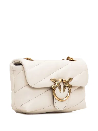 Pinko Love Birds-buckle Quilted Shoulder Bag In White