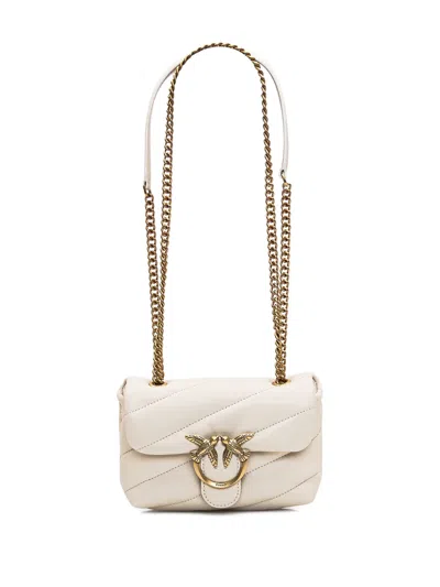 Pinko Love Birds-buckle Quilted Shoulder Bag In White