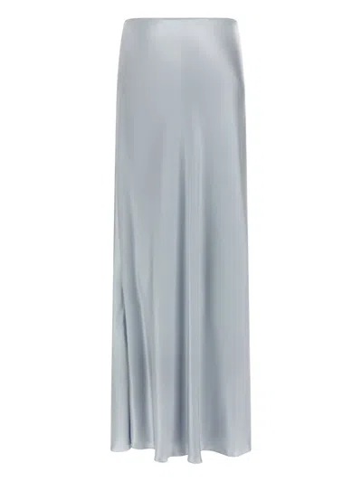 Fabiana Filippi High Waist Long Satin Skirt Seams In Blue