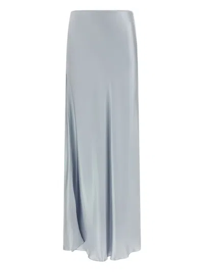 Fabiana Filippi High Waist Long Satin Skirt Seams In Blue