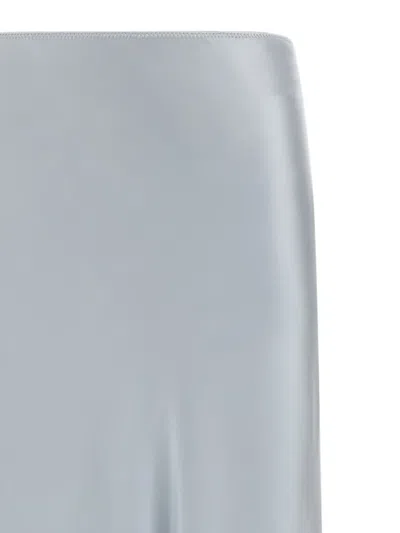 Fabiana Filippi High Waist Long Satin Skirt Seams In Blue