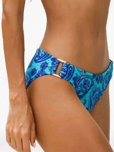 Caha Capo Dubai Paisley Metal Buckle Bikini Bottoms In Blue