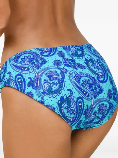 Caha Capo Dubai Paisley Metal Buckle Bikini Bottoms In Blue