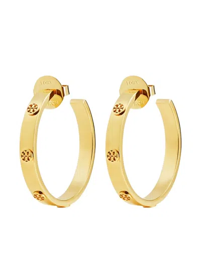 Tory Burch Miller Stud Hoop Earrings In Gold