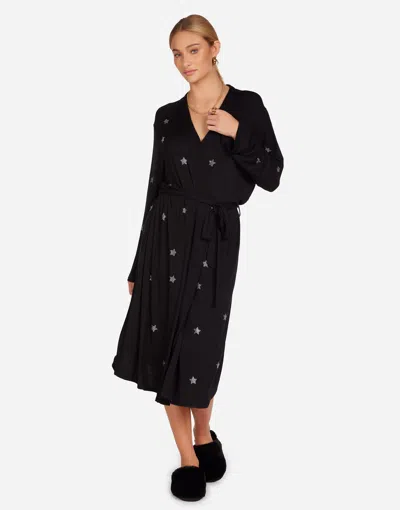 Lauren Moshi Daniela Crystal Mini Stars Robe In Black