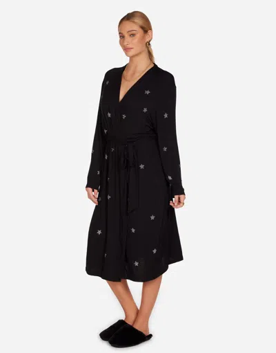 Lauren Moshi Daniela Crystal Mini Stars Robe In Black