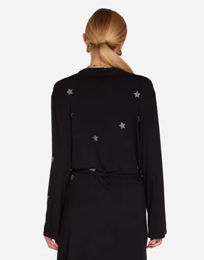 Lauren Moshi Daniela Crystal Mini Stars Robe In Black