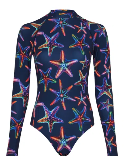 Vilebrequin Graphic-print Long-sleeve Swimsuit In Blue