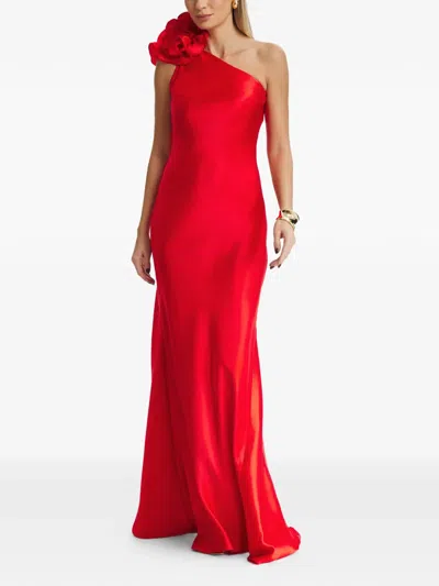 Il Volo Aster Flower-embellishment Maxi Dress In Red