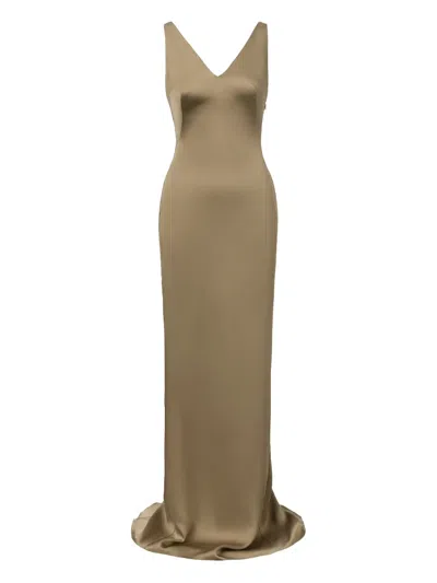 Il Volo Lavina V-neck Maxi Dress In Brown
