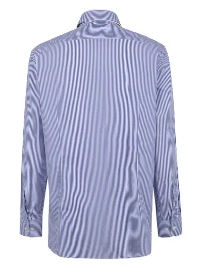 Etro Shirt Button Down Collar Striped Long Sleeves In Blue