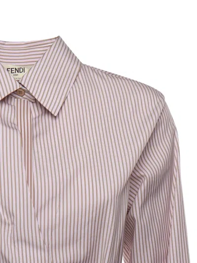 Fendi Striped Belted Midi Dress In Multi