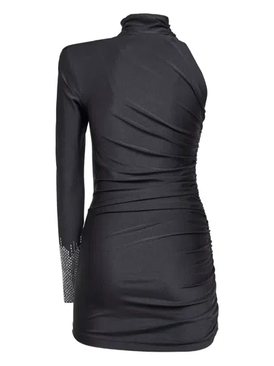 Alina Rhinestone Gathered One-shoulder Dress In Multi