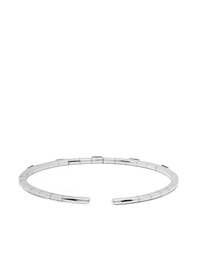 Jewels Aficionado 18k White Gold Ruby Diamond Cuff In Metallic