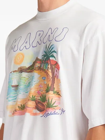 Marni Coastal-scene T-shirt In White