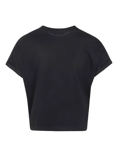Balmain Cropped Logo Cotton T-shirt In Black