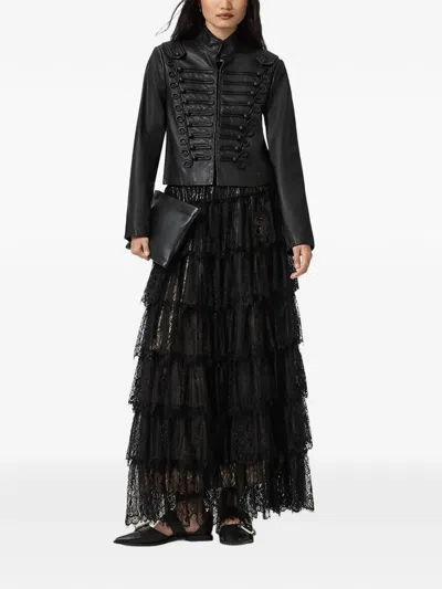 Allsaints Tiered Lace-detail Maxi Skirt In Multi