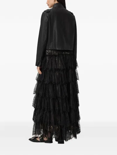 Allsaints Tiered Lace-detail Maxi Skirt In Multi