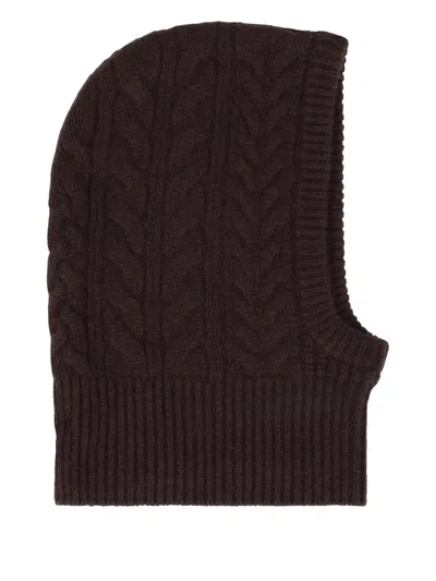 Lisa Yang Braided Knit Balaclava In Brown