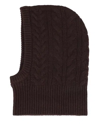 Lisa Yang Braided Knit Balaclava In Brown