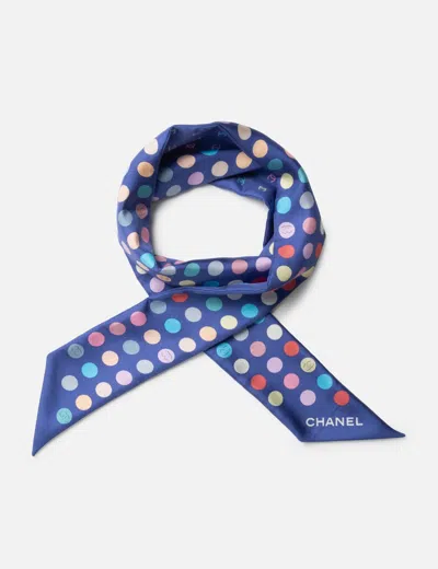 Pre-owned Chanel Pastel Polka Dots Silk Scarf
