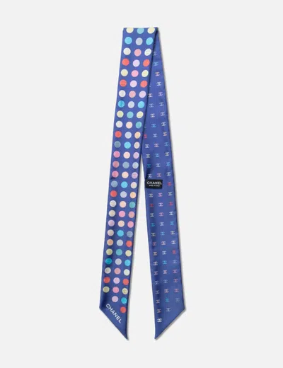 Pre-owned Chanel Pastel Polka Dots Silk Scarf