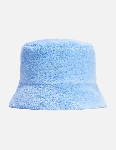 Prada Shearling Bucket Hat In Blue