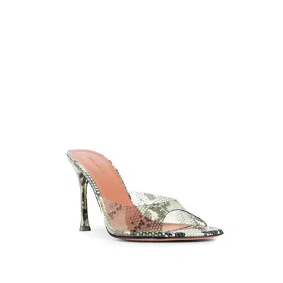 Amina Muaddi Bicolor Pvc Stiletto Heel Women's Sandals In Animal Print