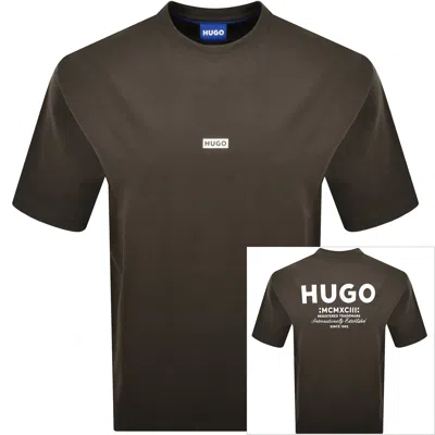 Hugo Blue Nalono T Shirt Dark Brown In Brown