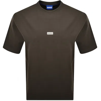 Hugo Blue Nalono T Shirt Dark Brown In Brown