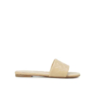 Bottega Veneta Beige Lamb Leather Flat Sandals In Brown