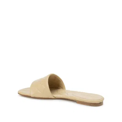 Bottega Veneta Beige Lamb Leather Flat Sandals In Brown