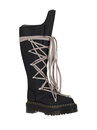 Rick Owens 1b60 Quad Sole Pentalace Boot In Black