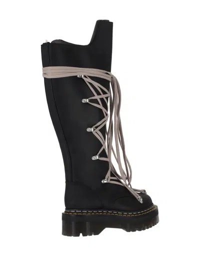 Rick Owens 1b60 Quad Sole Pentalace Boot In Black
