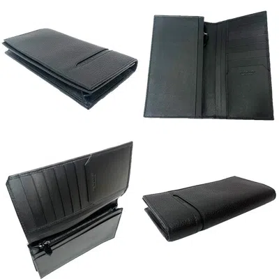 Pre-owned Bvlgari Black Leather Long Wallet (bi-fold) ()