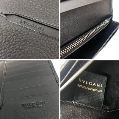 Pre-owned Bvlgari Black Leather Long Wallet (bi-fold) ()