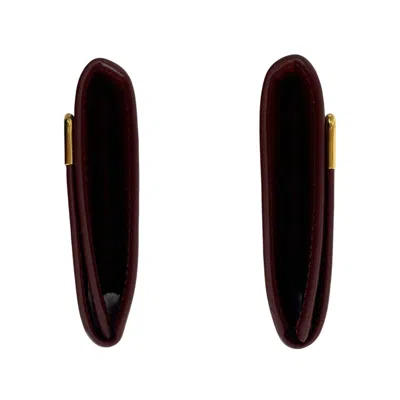 Pre-owned Cartier Bordeaux Wine Red Leather Coin Purse/coin Case () In Burgundy