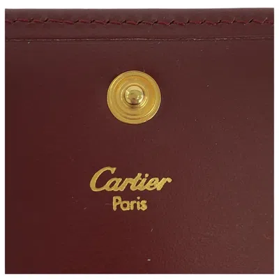 Pre-owned Cartier Bordeaux Wine Red Leather Coin Purse/coin Case () In Burgundy