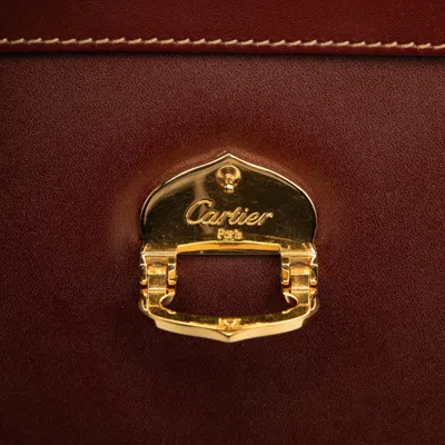 Pre-owned Cartier Bordeaux Wine Red Leather Shoulder Bag () In Burgundy