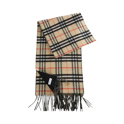 Pre-owned Burberry Mu Gradient Check Jacquard Scarf  'sand' | Tan | Men's Size Onesize In Brown