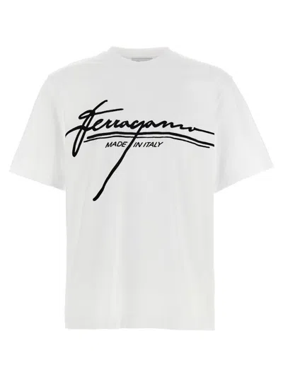 Ferragamo Signature Velvet Logo T-shirt In White